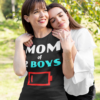 Tired Mom Of 2 Boys Funny Mother With Two Sons Low Battery T-Shirts