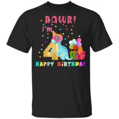 Kids 4 Year Old 2017 Birthday Boys Dinosaur 4th Birthday T-shirt