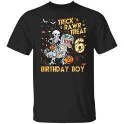 Trick Rawr Treat Skeleton Dinosaur Halloween 6th Birthday T-Shirt