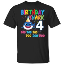 Kids 4 Year Old Birthday Boy Girl Baby Shark 4th Birthday T-Shirt