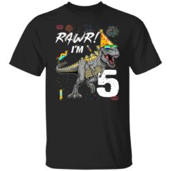Rawr I'm 5 T Rex Dinosaur 5th Birthday Boy 5 Year Old T-Shirt
