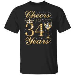 Womens Cheers to 34 Years 34th Queens Birthday 34 Years Old T-Shirt