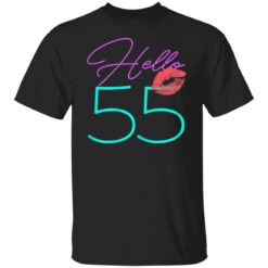 Womens 55th Birthday Hello 55 Kiss Funny Purple Bday Women Gift T-Shirt