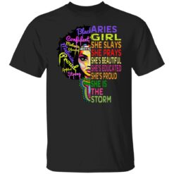 Aries Girl She Slays  Prays  February March Birthday Gift T-Shirt