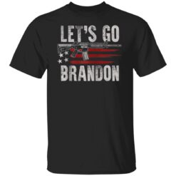 Gun American Flag Patriots Lets Go Brandon on back Zip T-Shirt