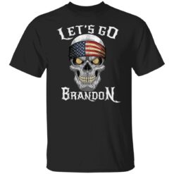 Lets Go Brandon Skull Head American Flag T-Shirt