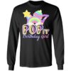 7th Birthday Rainbow Fidget Pop It Birthday Girl 7 Year Old Long Sleeve T-Shirt