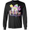 4th Birthday Rainbow Fidget Pop It Birthday Girl 4 Year Old Long Sleeve T-Shirt
