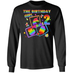 Fidget Toy Pop It Birthday Girl 2 Year Old 2nd Birthday Kids Long Sleeve T-Shirt