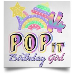 14th Birthday Rainbow Fidget Pop It Birthday Girl 14 Year Old POSSQE Satin Square Poster