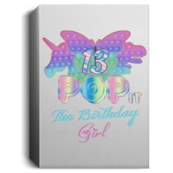 Birthday Girl Pop It 13 Year Old 13th Birthday Fidget Pop It Deluxe Portrait Canvas