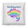 Birthday Girl Pop It 9 Year Old 9th Birthday Pop It Fidget Square Pillow