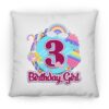 3rd Birthday Fidget Toy Pop It Birthday Girl 3 Years Old Square Pillow