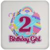2nd Birthday Fidget Toy Pop It Birthday Girl 2 Years Old Drink Coaster