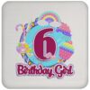 6th Birthday Fidget Toy Pop It Birthday Girl 6 Years Old Drink Coaster