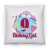 9th Birthday Fidget Toy Pop It Birthday Girl 9 Years Old Square Pillow