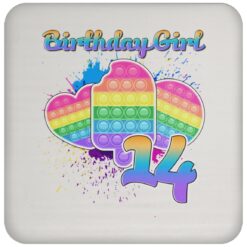 Birthday Girl Pop It 14 Year Old 14th Birthday Pop It Fidget Drink Coaster
