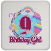 9th Birthday Fidget Toy Pop It Birthday Girl 9 Years Old Drink Coaster