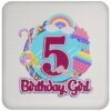 5th Birthday Fidget Toy Pop It Birthday Girl 5 Years Old Drink Coaster