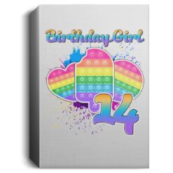 Birthday Girl Pop It 14 Year Old 14th Birthday Pop It Fidget Deluxe Portrait Canvas