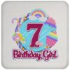 7th Birthday Fidget Toy Pop It Birthday Girl 7 Years Old Drink Coaster