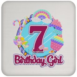 7th Birthday Fidget Toy Pop It Birthday Girl 7 Years Old Drink Coaster
