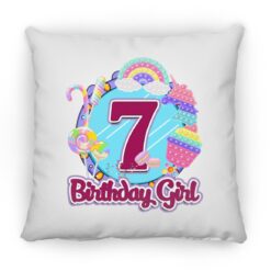 7th Birthday Fidget Toy Pop It Birthday Girl 7 Years Old Square Pillow