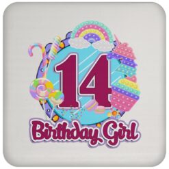 14th Birthday Fidget Toy Pop It Birthday Girl 14 Years Old Drink Coaster