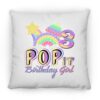 3rd Birthday Rainbow Fidget Pop It Birthday Girl 3 Year Old Square Pillow
