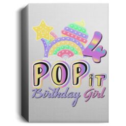 4th Birthday Rainbow Fidget Pop It Birthday Girl 4 Year Old Deluxe Portrait Canvas