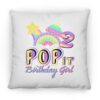 2nd Birthday Rainbow Fidget Pop It Birthday Girl 2 Year Old Square Pillow