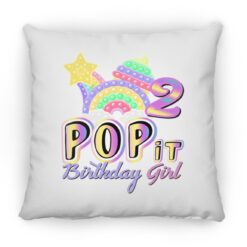 2nd Birthday Rainbow Fidget Pop It Birthday Girl 2 Year Old Square Pillow