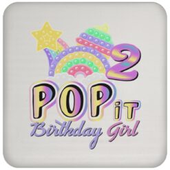 2nd Birthday Rainbow Fidget Pop It Birthday Girl 2 Year Old Drink Coaster