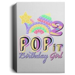 2nd Birthday Rainbow Fidget Pop It Birthday Girl 2 Year Old Deluxe Portrait Canvas