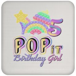 5th Birthday Rainbow Fidget Pop It Birthday Girl 5 Year Old Drink Coaster