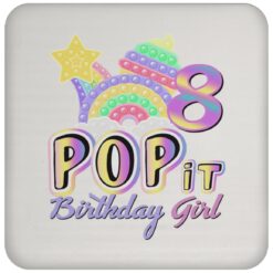 8th Birthday Rainbow Fidget Pop It Birthday Girl 8 Year Old Drink Coaster