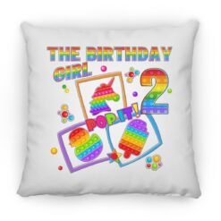 Fidget Toy Pop It Birthday Girl 2 Year Old 2nd Birthday Kids Square Pillow