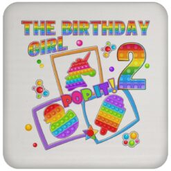 Fidget Toy Pop It Birthday Girl 2 Year Old 2nd Birthday Kids Drink Coaster