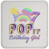 7th Birthday Rainbow Fidget Pop It Birthday Girl 7 Year Old Drink Coaster