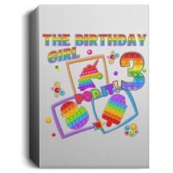 Fidget Toy Pop It Birthday Girl 3 Year Old 3rd Birthday Kids Deluxe Portrait Canvas