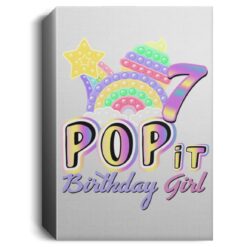 7th Birthday Rainbow Fidget Pop It Birthday Girl 7 Year Old Deluxe Portrait Canvas