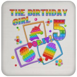 Fidget Toy Pop It Birthday Girl 5 Year Old 5th Birthday Kids Drink Coaster