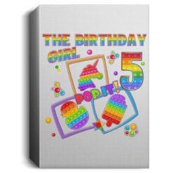 Fidget Toy Pop It Birthday Girl 5 Year Old 5th Birthday Kids Deluxe Portrait Canvas