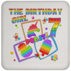 Fidget Toy Pop It Birthday Girl 7 Year Old 7th Birthday Kids Drink Coaster