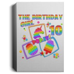Fidget Toy Pop It Birthday Girl 10 Year Old 10th Birthday Deluxe Portrait Canvas