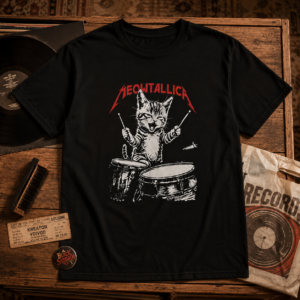 Meowtallica Kitten Drummer Heavy Metal Parody T-Shirt