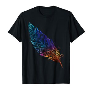 Colorful Feather Native American Indigenous Tribal Art T-Shirt