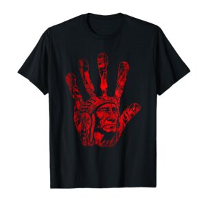 Native American Indigenous Red Hand Themed T-Shirt