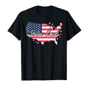 Stolen Land USA Flag Indigenous Native American T-Shirt by SteMi Apparel