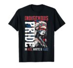 Indigenous Pride Red, White and Blue Native American Woman T-Shirt